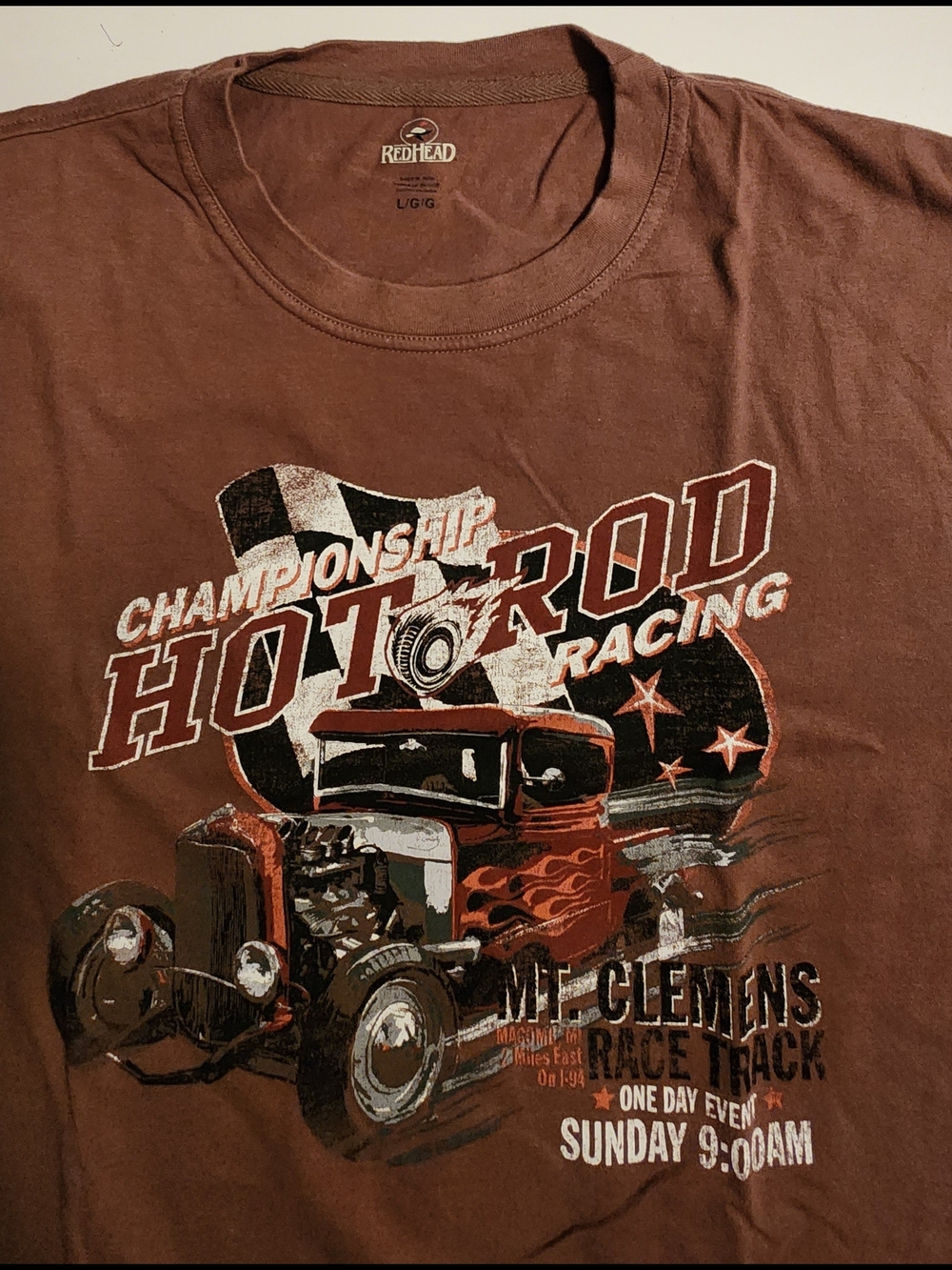 RedHead Brown Hot Rod Racing Graphic Short Sleeve Tee